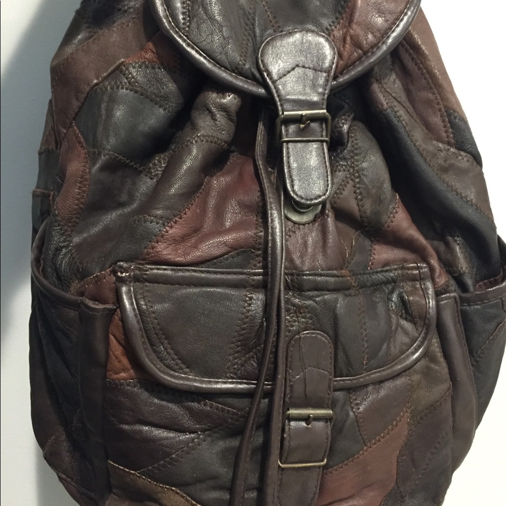 SOLD!! Brown leather backpack.